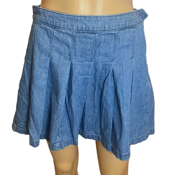 AMERICAN EAGLE OUTFITTERS SIZE 2 BLUE PLEATED MINI SKIRT - Picture 8 of 14